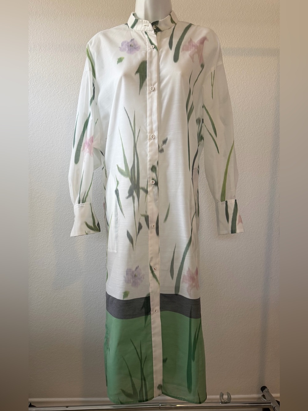 Mame Kurogouchi Sheer Floral Button Front Dress Size 2 - Picture 2 of 15